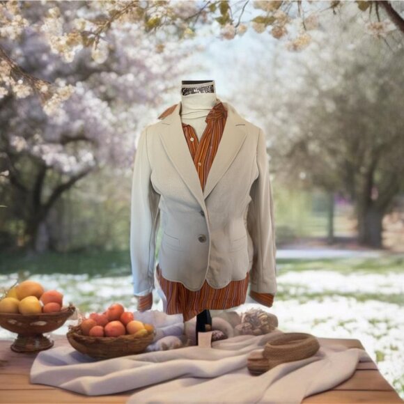 J Jill linen blend cottagecore  jacket size 8 - Picture 2 of 5